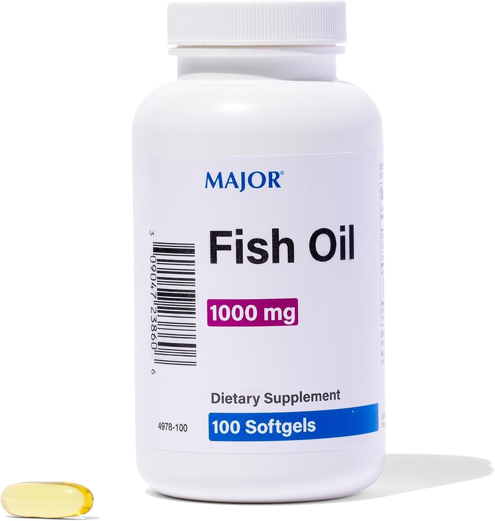 [BRSWIEY7CQFBWYLE] MAJOR Omega-3 Fish Oil - Fish Oil Suplemento 1000mg - 100 Softgels (1-Pack)