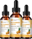 (3 Pack) gotas líquidas Glycinate de Magnesio de alta absorción líquido con bromelaina, vitamina B6 C D, suplemento de magnesio para niños y adultos, soporte nocturno y muscular, sabor a piña