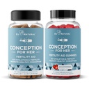 Eu Natural Concepción para sus capsules &amp; Gummies Bundle – Ayudas Ovulación, Equilibrio Hormonal, & Ciclos Regulares – 60 cápsulas + 75 Gummies de Sabor de Fresa
