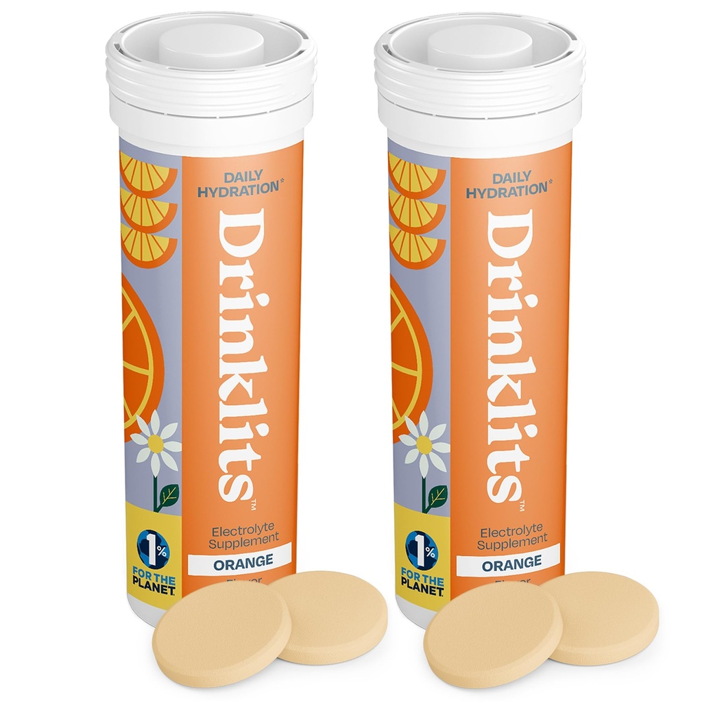 Bebidas Bombillas de hidratación diarias de Orange (2) Tube Bundle ← Electrolitos esenciales – 0g Azúcar – Replenishing Hydration Drink ¦ 20 Servings - 10 Tablets Por Tube