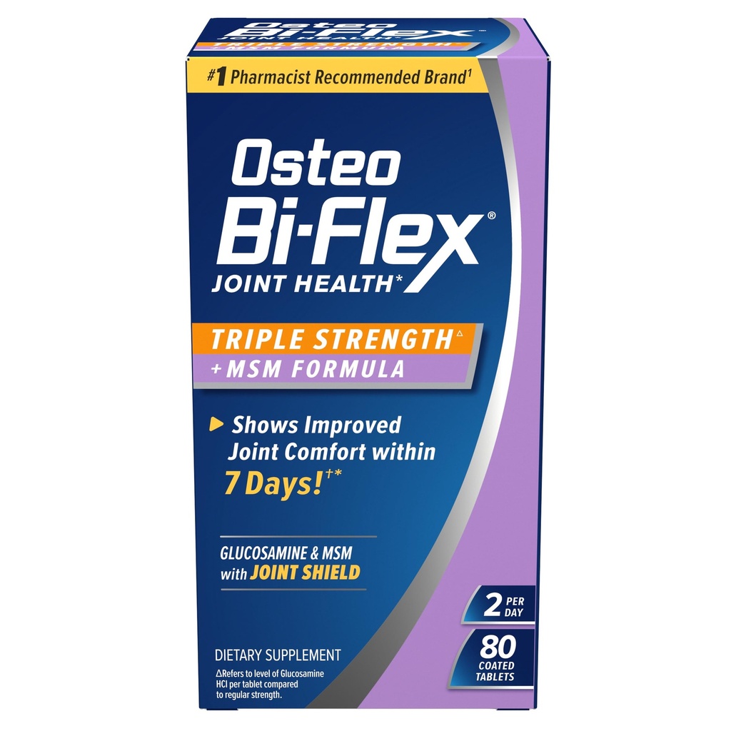 Osteo Bi-Flex Triple Strength(5) con MSM, Glucosamine Joint Health Supplement, Coated Tablets, 80 Count