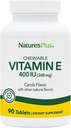 NaturesPlus Vitamin E, Natural Carob Flavor - 90 Chewable Tablets, Pack of 2 - Free-Radical Defense & Overall Well-Being - Vegetarian, Gluten Free - 180 Total Servings