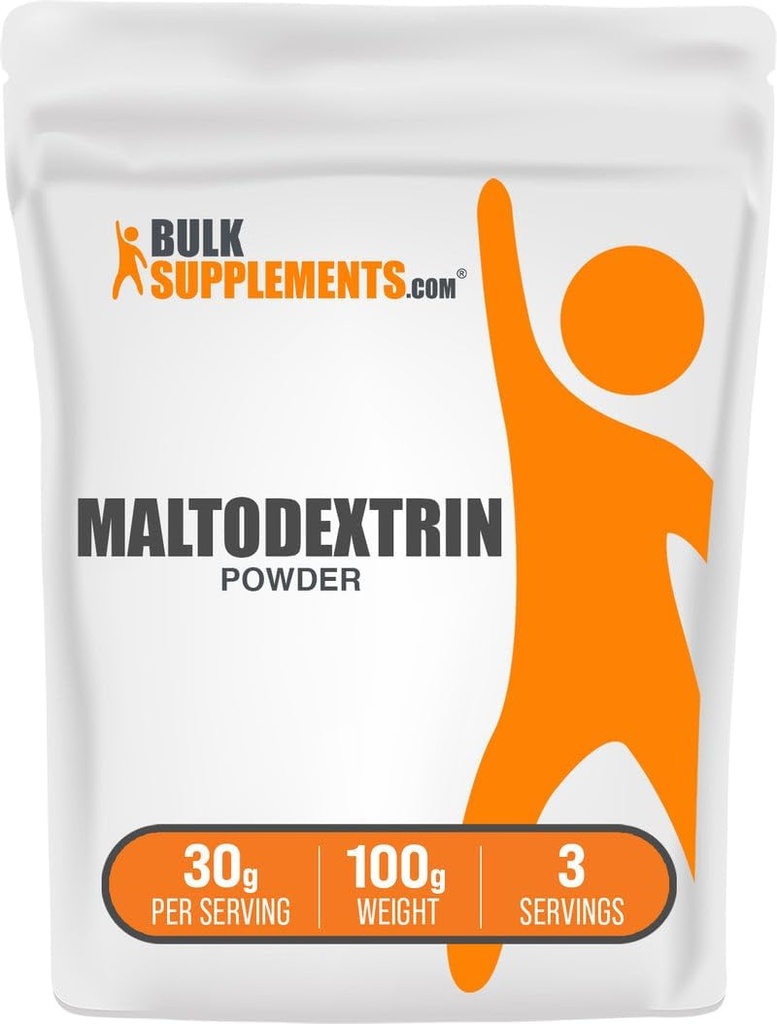 BulkSupplements.com Maltodextrin Powder - Suplemento de Maltodextrin para el consumo de energía, Grado de alimentos - Sin sabor, 30g por servicio, 100g (3,5 oz) (Pack of 1)