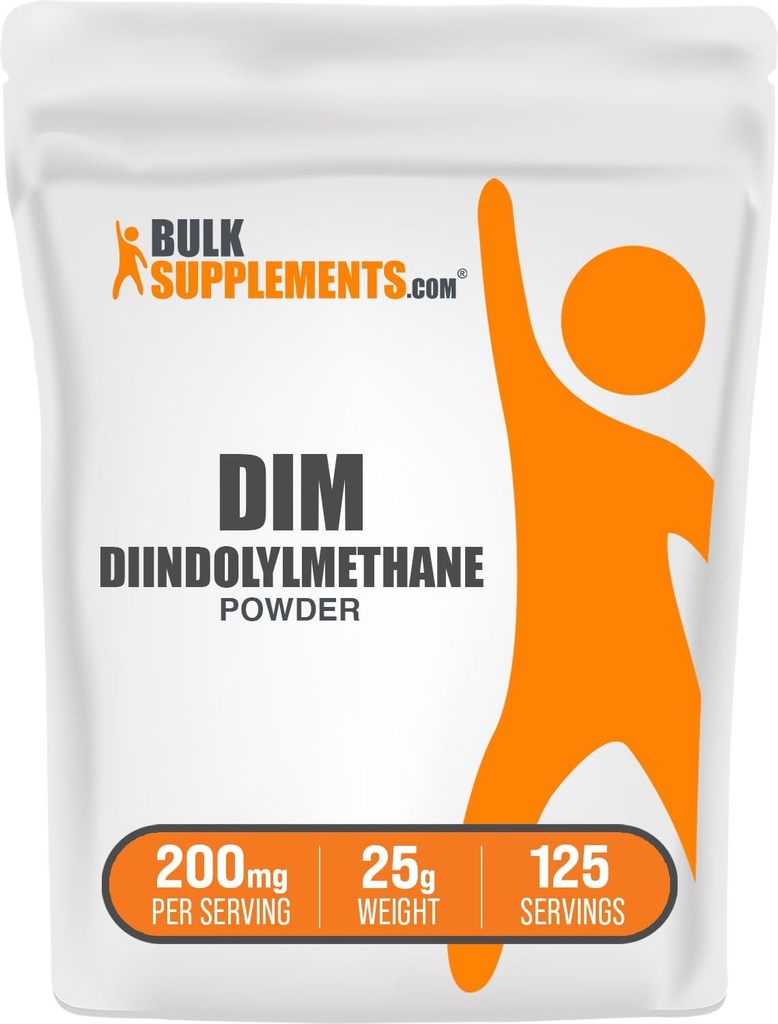 BulkSupplements.com DIM Powder - Diindolylmethane Powder, DIM Suplemento para Hombres & Mujeres - Sin sabor, 200 mg por Serving, 25g (0.88 oz) (Pack of 1)