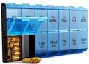 Extra Large Pill Organizer 2 veces al día, semanal XL AM PM Pill Case, 7 Day Pill Box Dos veces al día, Oversized Daily Medicine Organizer for Vitamins (Blue)