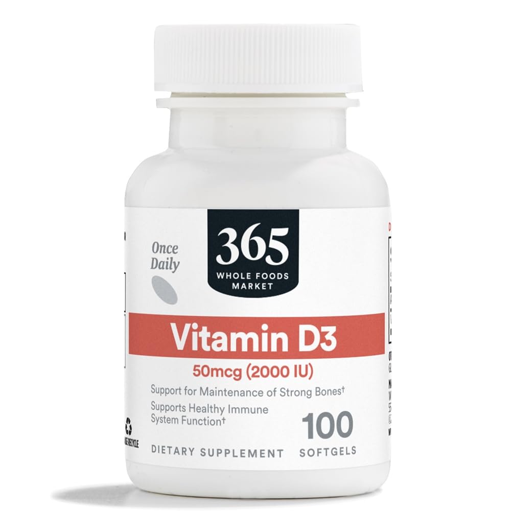 365 by Whole Foods Market, Vitamina D3 Softgels, 2000 UI, 100 CT