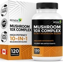ACTIVES RENEW Complejo de baño 2 cápsulas por servicio – 10 Mushroom Blend con antioxidantes para la salud y bienestar inmunes – apoya la vitalidad general " Wellness a largo plazo -Fabricación en Canadá - 120 cápsulas