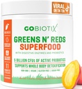 GOBIOTIX Super Verdes y Rojos Polvo - Superalimentos Rojos y Verdes - Suplemento Probiótico - Enzimas Digestivos y Polvo de Hoja - Alimentos Orgánicos enteros Suplemento dietético (Mango, 1 Pack)