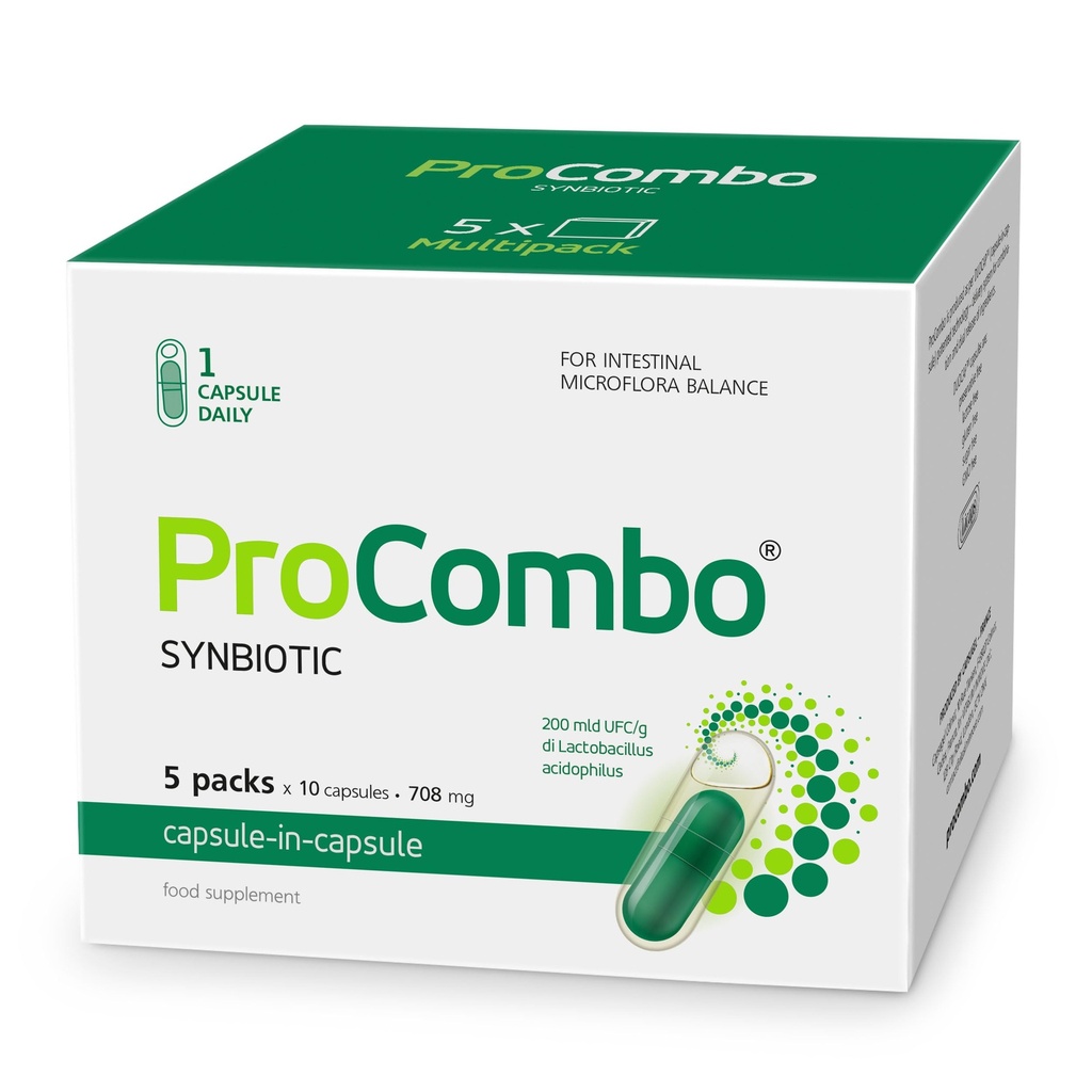 El sinbiótico inteligente con entrega específica de las buenas bacterias. Doble Cápsula y Fórmula Líquida para Resultados Rápidos. 1 Cápsula por día (Pack of 5)