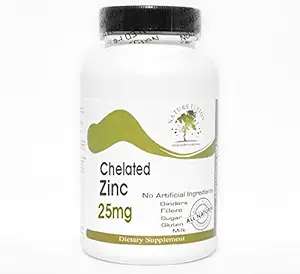 Chelated Zinc 25mg ~ 200 cápsulas - No aditivos ~ Suplementos de la naturaleza