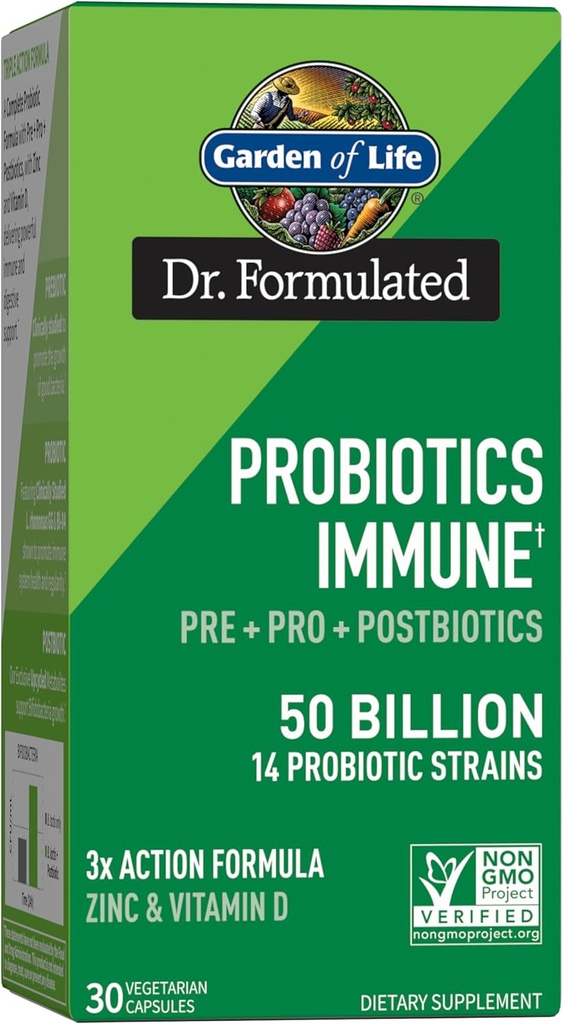 Jardín de la Vida Probióticos con Prebióticos, Postbióticos, D3 & Zinc - 30 Días Apoyo a la Salud Digestiva