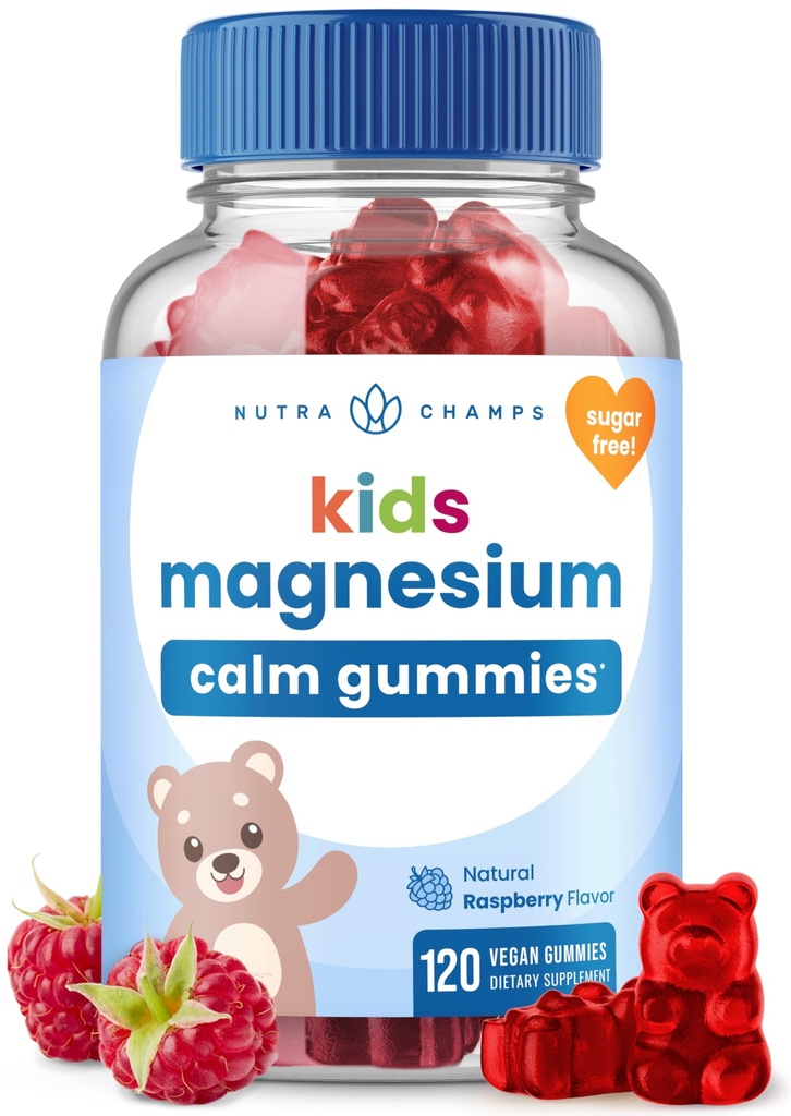 NutraChamps 120 Kids Magnesium Gummies - Azúcar Magnesium Gummies para Niños - 4 Month Supply - Soportes Bone Health, Sleep - Magnesium Citrate para Niños Suplemento