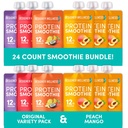 Diseñador Wellness Protein Smoothies Origignal Variety Pack y Peach Mango Bundle