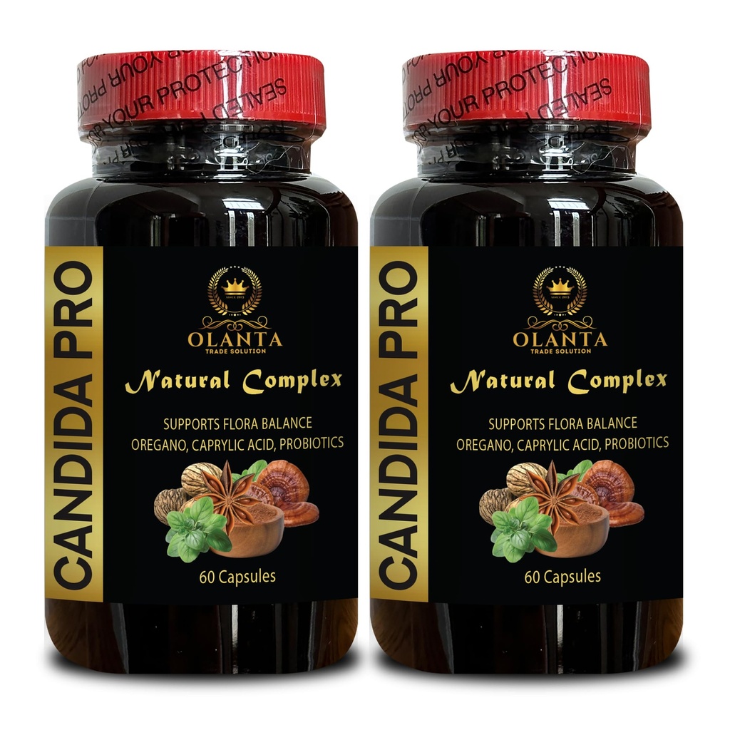 Suplemento de apoyo de Candida - Asistencia Digestiva Píldoras, Apoyos Flora Intestinal Saludable &amp; Sistema Inmune Apoyo con Enzimas Digestivos - 2 Botellas 120 Cápsulas