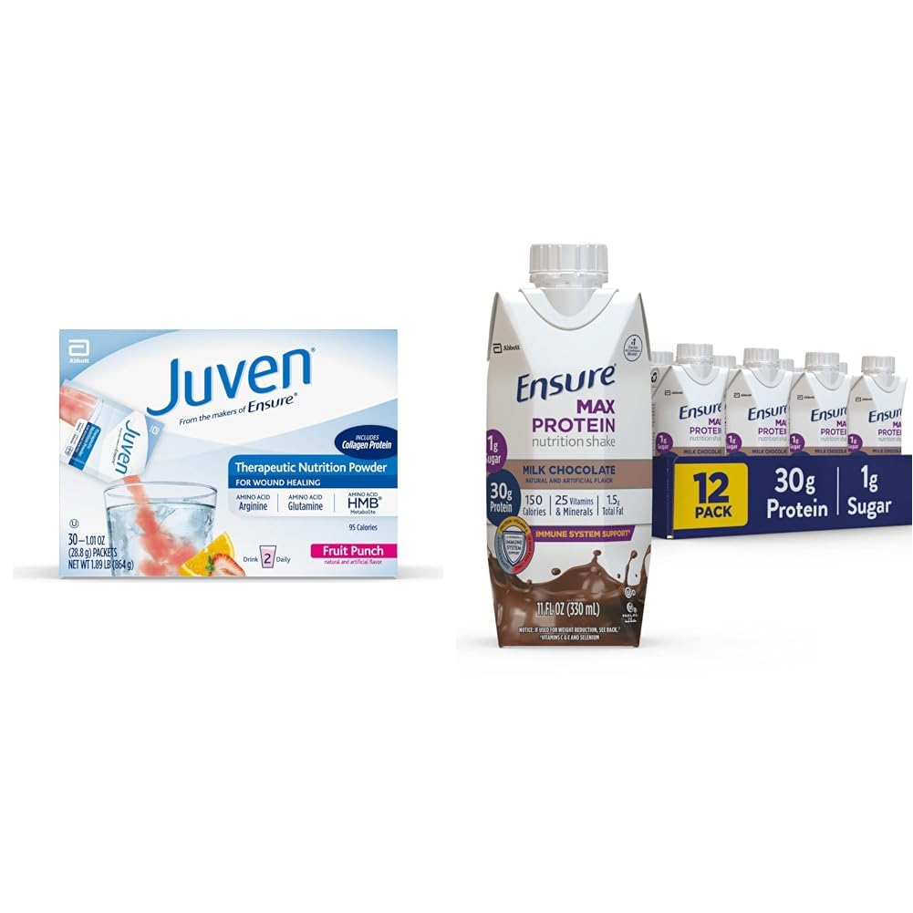 Juven Therapeutic Nutrition Drink Mix Powder for Wound Healing Support &amp; Ensure Max Protein Nutrition Shake with 30g of Protein