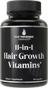 11-en-1 Vegan Hair Growth Vitamins for Thinning & Brittle Hair – Advanced Vitamin Complex with 5000mcg Biotin, Pumpkin Seed, Zinc. Supports Thicker, Healthier-Looking Scalp for Women & Men