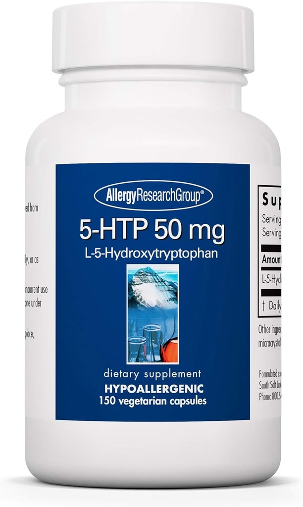 [BRSWIYTQOYDRMHLC] Allergy Research Group 5-HTP 50mg Suplemento - Serotonin for Men ' Women, Sleep Support, L-5-Hydroxytryptophan, Pure, Vegetarian Capsules - 150 Conteo