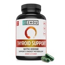 Zhou Thyroid Support - Suplemento de tiroides para hombres con zinc, yodo &amp; selenio, complejo de tiroides de salud metabólica, soporte antioxidante con Aswagandha & Kelp - 120 cápsulas vegetales