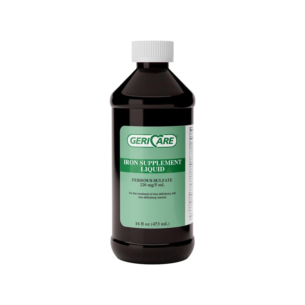 GeriCare 220 Suplemento de Hierro Líquido de Alta Potencia tóxico para adultos tóxico para anemia y deficiencia de hierro tóxica 220mg de Hierro Per 5mL Dose. (Pack of 1)