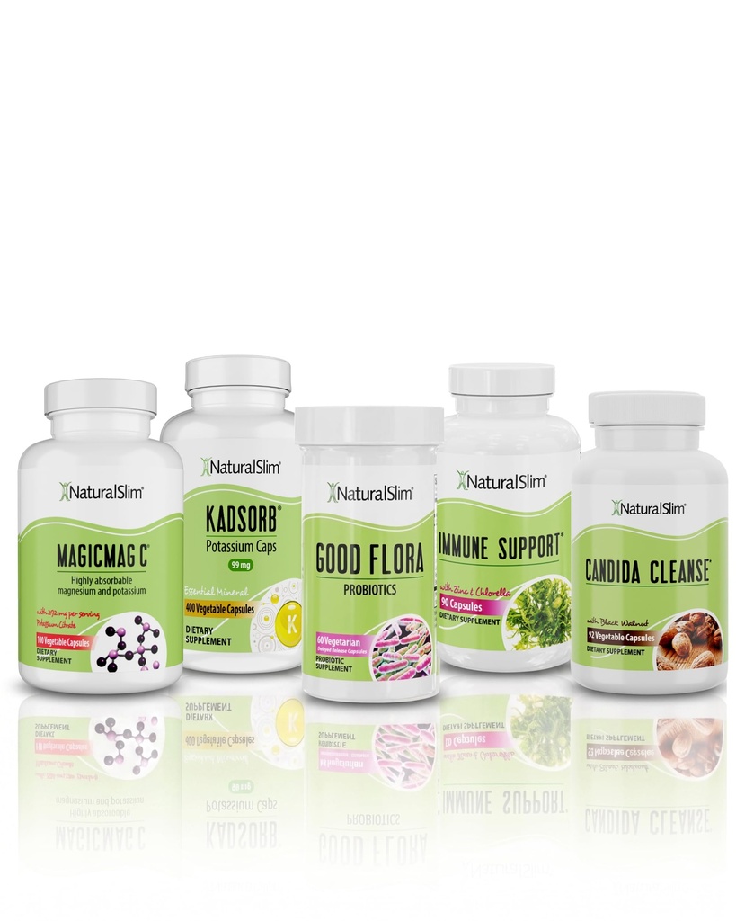 NaturalSlim Superb Bundle for Cleansing – Candiseptic Kit, MagicMag C and Kadsorb Supplements | Better Digestion, Immune System & Kidney Support | Vegan, Formulated by Frank Suarez