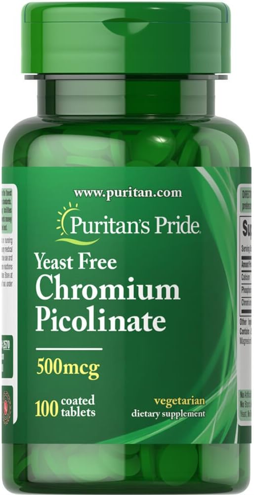 [BRSWIZQ3OV4AOALK] Puritans Pride Chromium Picolinate 500 Mcg Yeast Gratis, 100 Cuenta