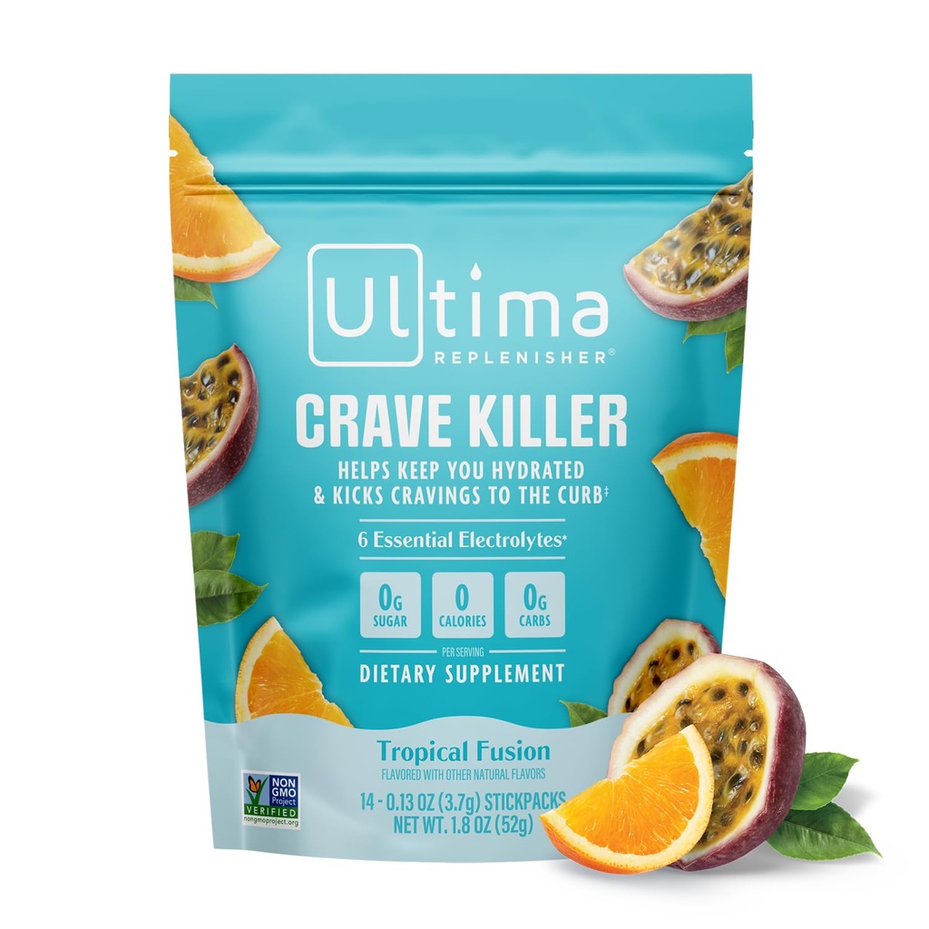 Ultima Replenisher Crave Killer Suplemento y Electrolytes Powder – Tropical Fusion, 14 Stickpacks – Hydration Packets Ese Kick Cravings a The Curb