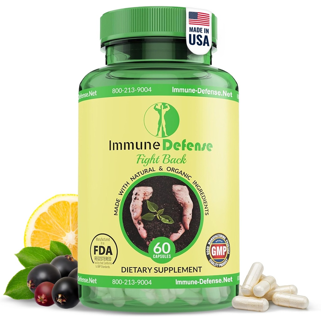 Suplemento de Apoyo Inmunitario - Boosters Naturales &amp; Orgánicos para Adultos - Apoyo Inmunitario con Vitamina C &amp; Vitamina D, Ajo, Ginger, Lemon, Elderberry, Selenium &amp; Zinc - 60 cápsulas