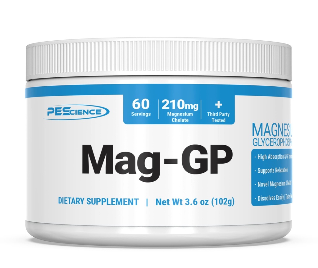PEScience Mag-GP, Magnesium Glycerophosphate Chelate Powder, 60 Servings, High Absorption, Mejor sueño, Calming, Stress Relief & Cramp Support for Men &amp; Women