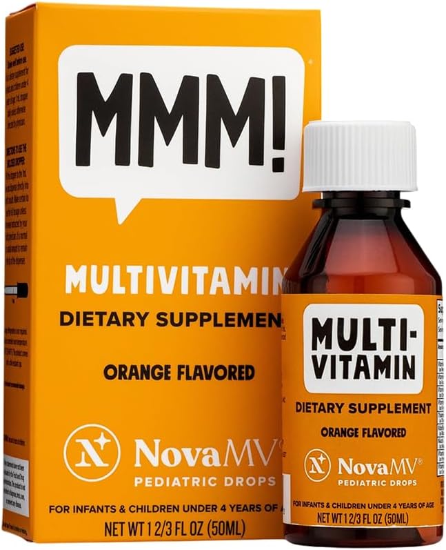 NovaFerrum MMM ← Multivitamínico para niños, bebés y niños pequeños tóxicos Vitamina C, D3, E Silencio Gluten Free Certified ¦ Sugar Free ← No Artificial Colors ← Edades 4 > Bajo confidencialidad Orange Flavored ← 2 Fl Oz (50 mL)