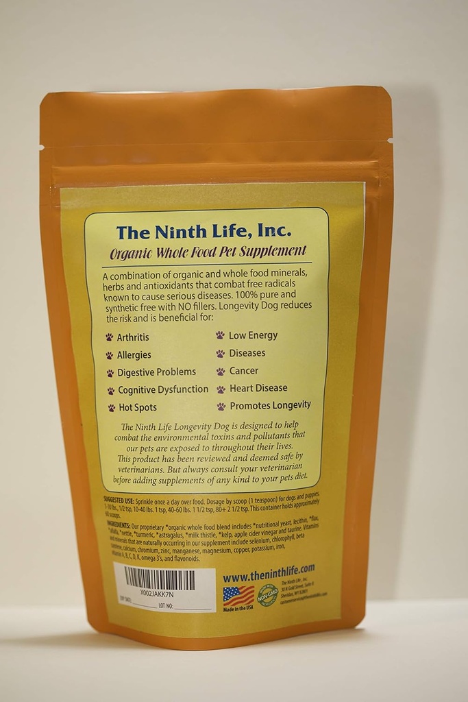Suplemento de vitamina del perro orgánico - Perro de la longevidad (11.2 oz.)
