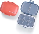 MEACOLIA 2 Pack 8 Compartimientos Moisture caja de organizador de píldoras de viaje Proof Caja de Píldoras Pequeñas para Píldora de Píldoras Diario Contenedor para la Vitamina de Medicina (Rojo oscuro)