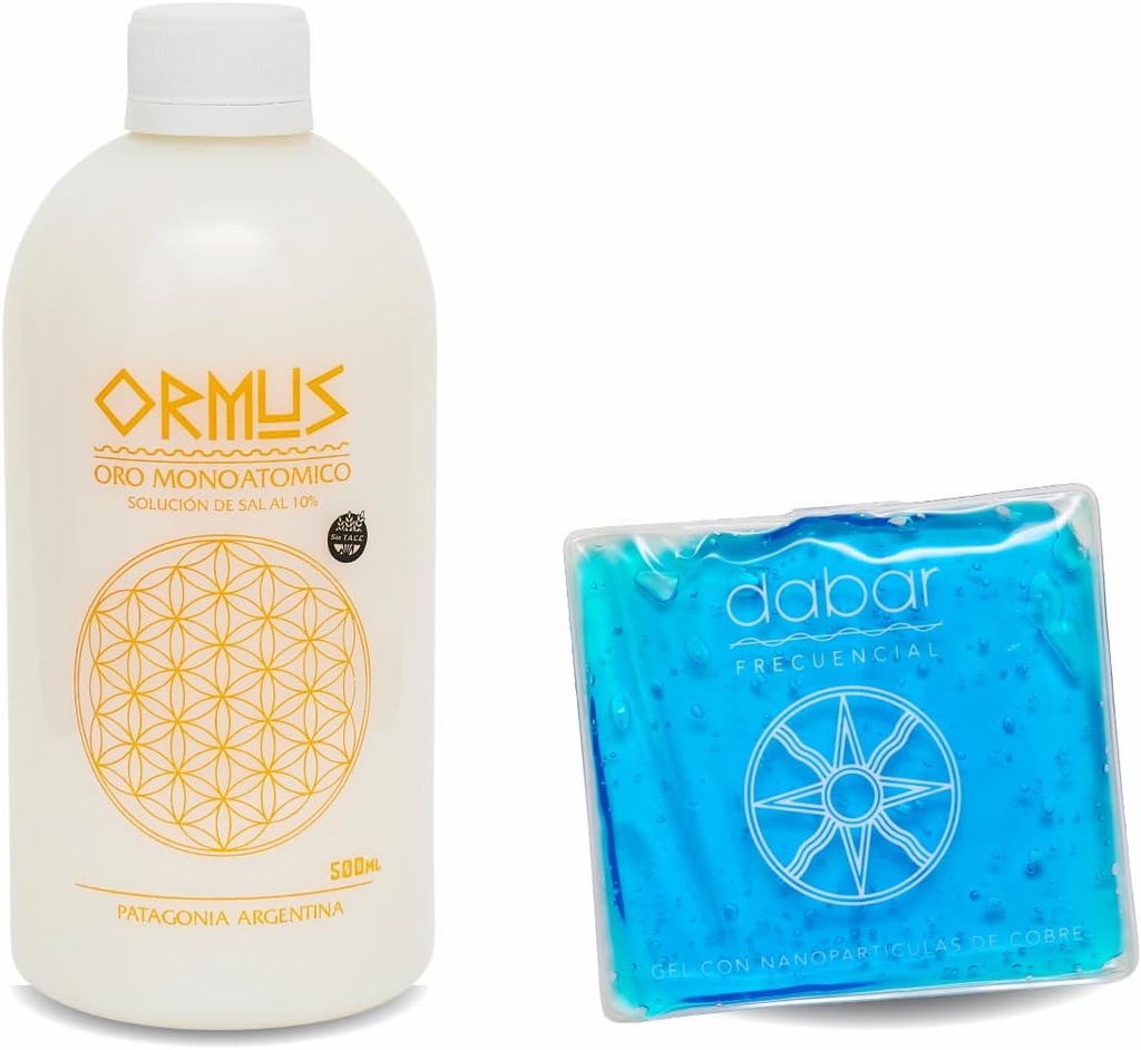 Ormus Patagonia Dabar Frecuencial - Monoatomic Gold Ormus " Relaxing Frequency Gel Pack - Patagonia natural Minerales marinos - Advanced Copper Nanoparticles Gel Pack para la salud muscular y el bienestar - Kit