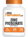 BulkSupplements.com Zinc Picolinate Softgels - Zinc 11mg, para Immune Support, Gluten Free - 1 Softgel por Serving, 240 Cuenta (Pack of 1)