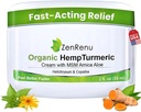 Zenrenu Orgánica Hemp Turmeric Conjuntos & Crema muscular con Arnica, MSM, extracto de aceite de cáñamo, " 7 aceites esenciales - no grasa " rápida absorción para atrás, cuello, codos, rodillas, " Hip 4 oz