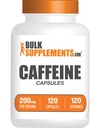 BulkSupplements.com Caffeine 200mg Capsules - Suplementos de cafeína, Caffeine Pills 200mg - para el soporte energético, 1 cápsula de cafeína por servicio, 120 cápsulas (Pack of 1)