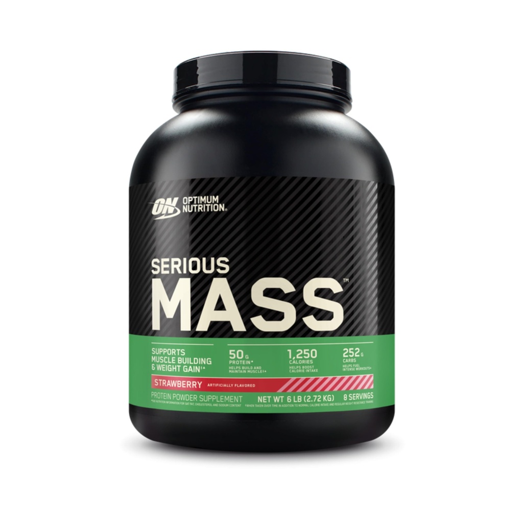 Optimum Nutrition Grave Mass, Weight Gainer Protein Powder, Mass Gainer, Vitamina C y Zinc para Immune Support, Creatine, Strawberry, 6 libras (Packaging May Vary)