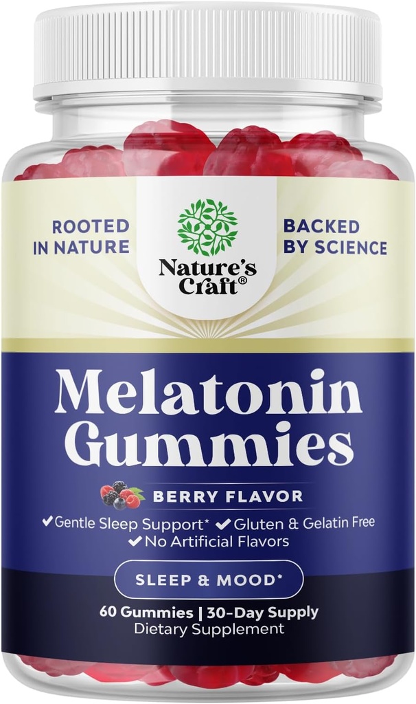 Melatonin 5mg Natural - Gelatin Free and Halal Melatonin Gummies 5mg Suplemento para adultos - Berry Sleep Gummies for Adults Fall Asleep Faster with Natural Flavors and Colors 60ct