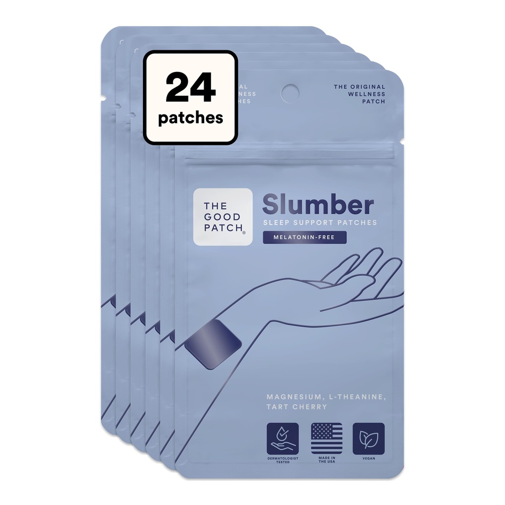 The Good Patch Slumber Sleep Patch Support, Melatonin Free, Sustained Release, Natural Patch with L-Theanine, Magnesium, Tart Cherry Extract, Plant Powered Wearable Wellness (24 Patches Total)