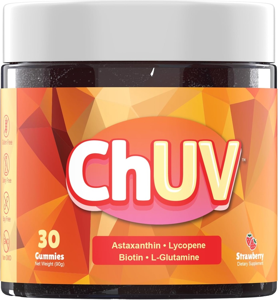 60 Gummies - Suplemento natural de Astaxanthin para apoyar el bronceado - Incluye Lycopene, Biotin y L-Glutamine - No GMO &amp; Gluten-Free