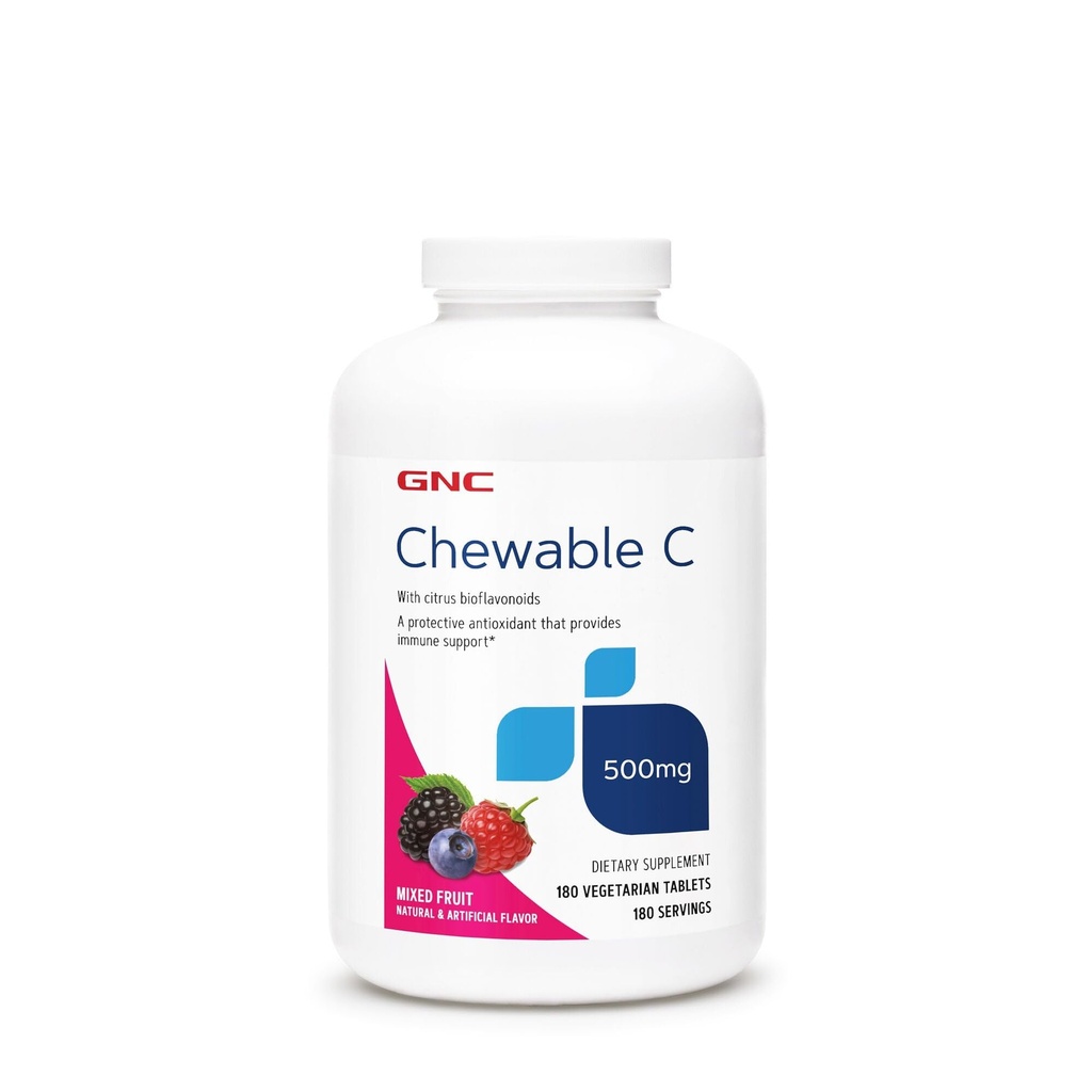 GNC Vitamina C 500mg, proporciona soporte para inmunes, fruta mezclada, 180