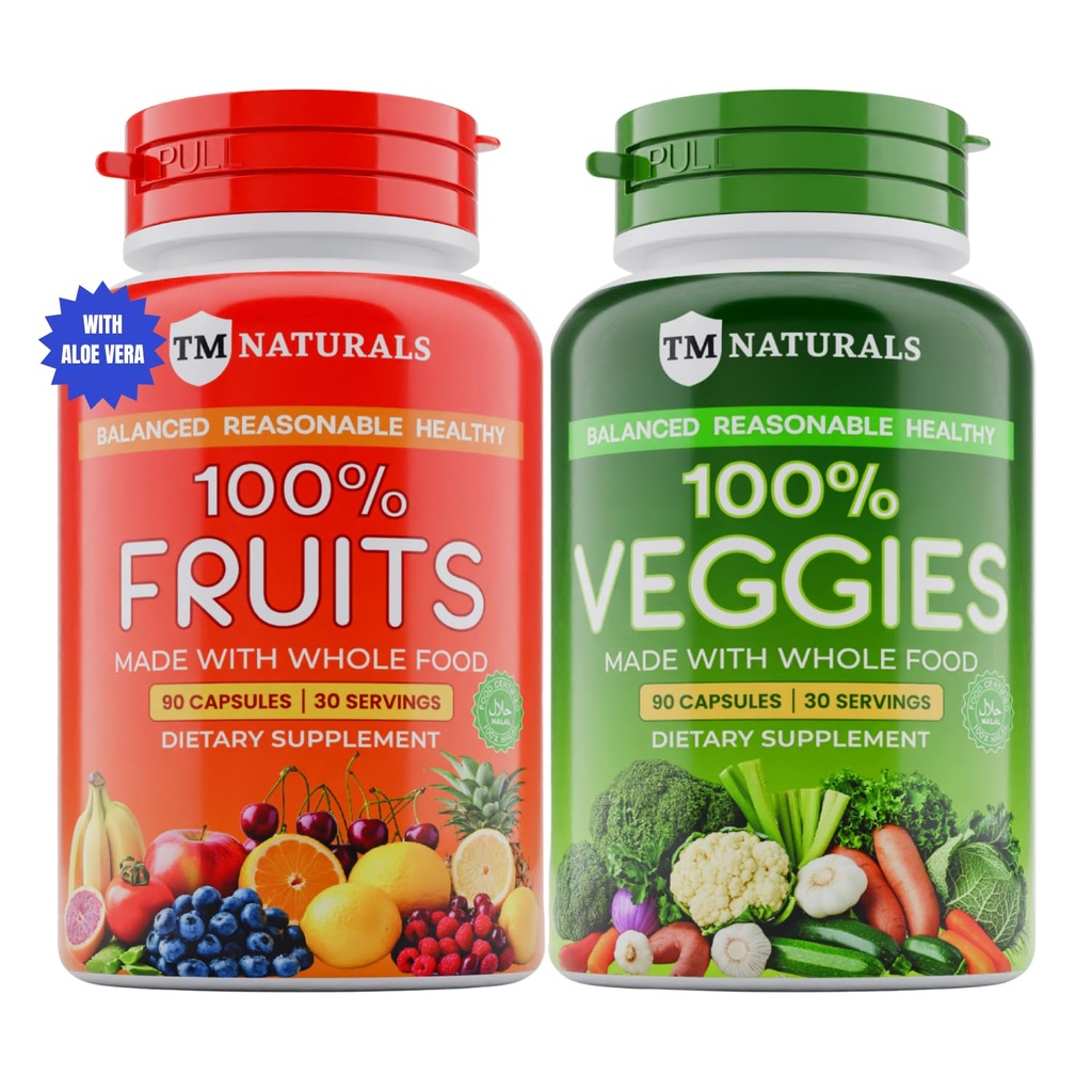 Frutas y verduras Suplemento Vitaminas para Hombres y Mujeres - Super Frutas y verduras cápsulas para apoyar niveles equilibrados de nutrición y energía - Total de alimentos Super Naturales 90 Cuenta (Pack of 2)