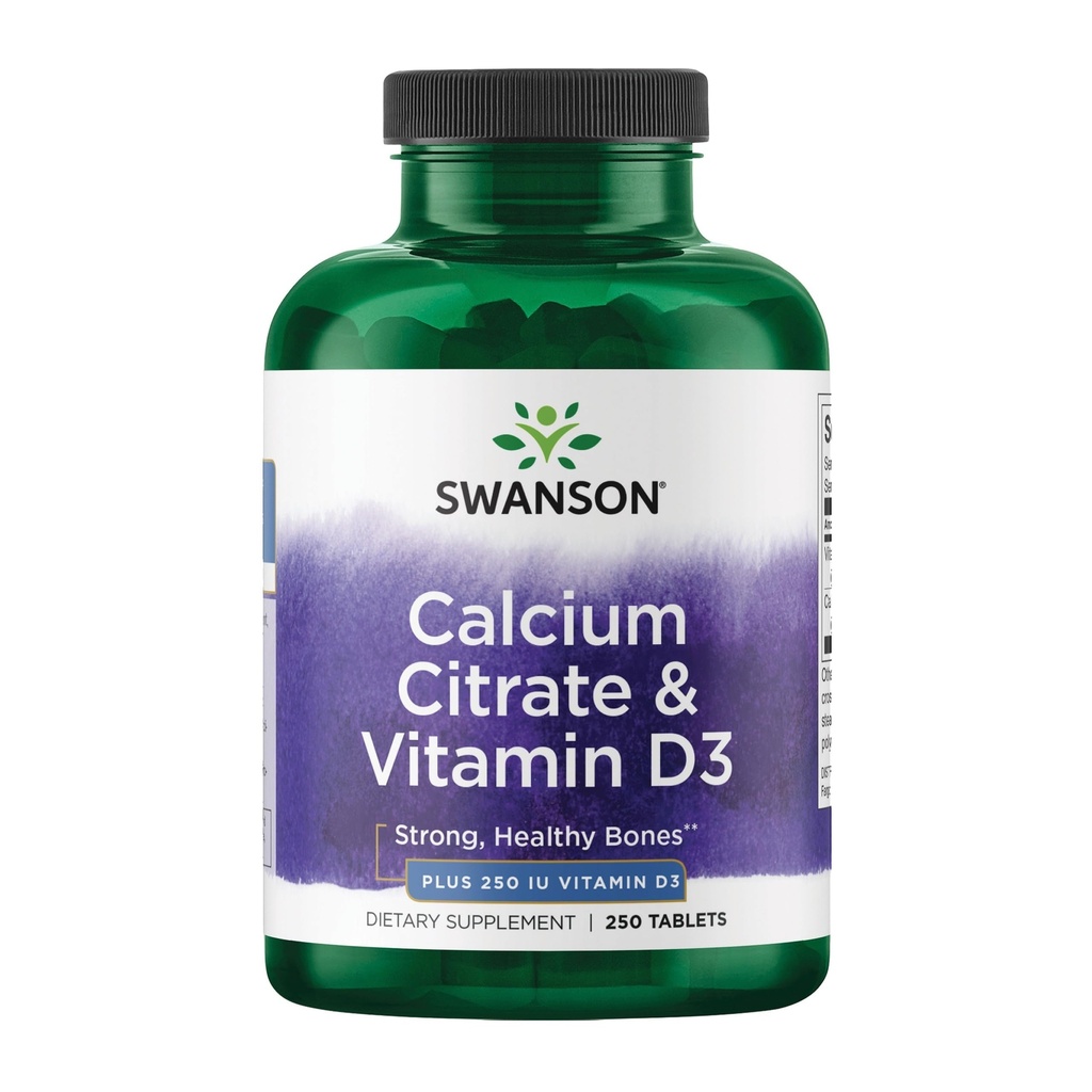 Citrato de calcio Swanson &amp; Vitamina D 250 Tabs