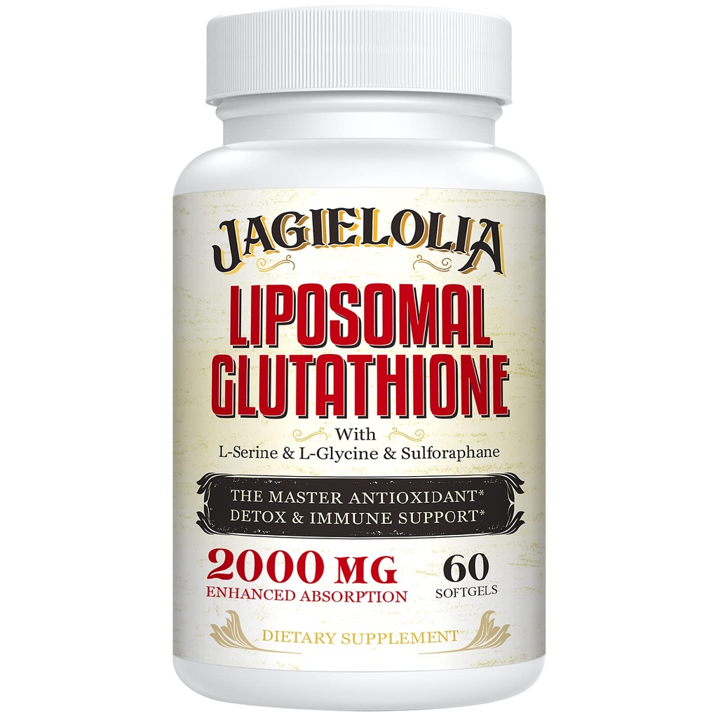 Liposomal Glutathione 2000 mg con L-Serine, L-Glycine & Sulforaphane – Active L-Glutathione Formulación única para mejorar la absorción - Master Antioxidante, detoxificante &amp; inmune 60 Softgels