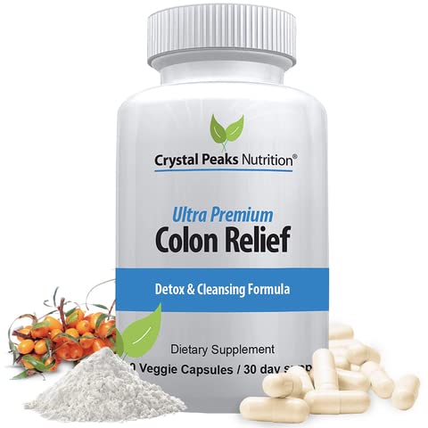Natural Colon Cleanser Capsules for Constipation Relief and Gut Cleanse Detox - Cascara Sagrada, Psyllium Husk & Bentonite (60 cápsulas)