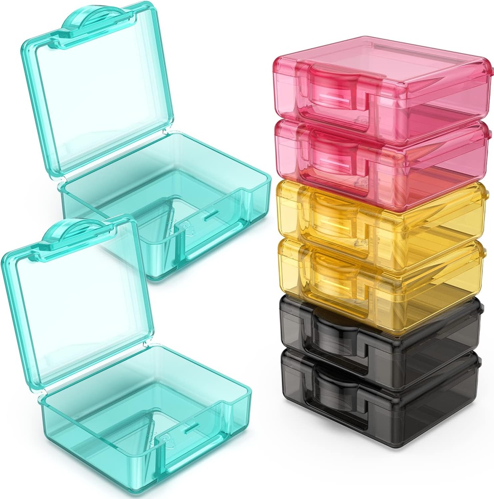 Caja pequeña de 8 piezas,Cute Travel Pill Organizer Case Mini Tiny Clear Plastic Storage Containers Portable for Pocket Purse
