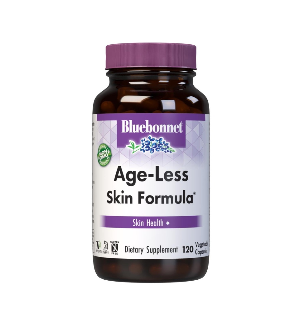 BlueBonnet Age-Less Skin Formula Capsules, Blanco, Vegetable, 120 Cuenta