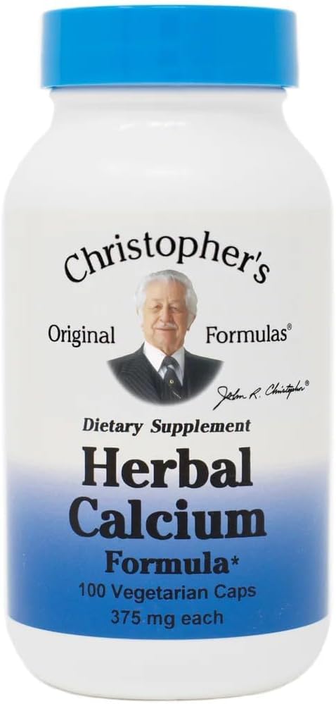 Las Fórmulas Originales de Christopher Calcio Herbal, Soporte Natural de Huesos, 100 Cápsulas, Pack de 1
