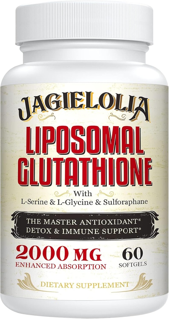 [BRSRMFI6BYMB4ELV] Liposomal Glutathione 2000 mg con L-Serine, L-Glycine & Sulforaphane – Active L-Glutathione Formulación única para mejorar la absorción - Master Antioxidante, detoxificante & inmune 60 Softgels