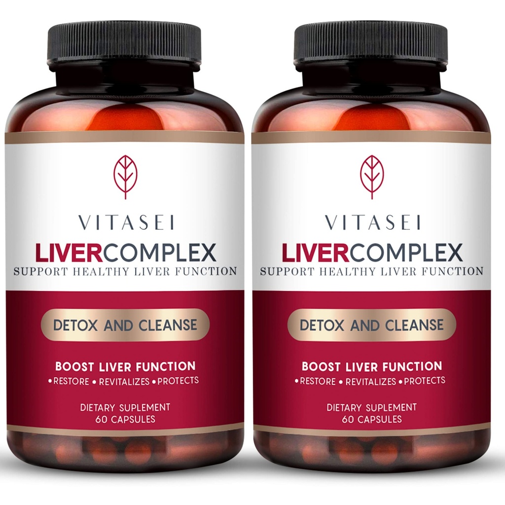 VITASEI Liver Cleanse Detox &amp; Repair, Liver Complex W/Milk Thistle Extract, Garcinia, Curcumin C3, Support Herbal Dietary Supplement, Detox Formula for Women &amp; Men, 60 Capsule (Pack of 2)