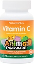 Natures Plus Animal Parade Vitamina C, Natural Orange Juice Flavor - 90 Chewable Animal Shaped Tablets - Immune Support - Gluten Free - 45 servicios